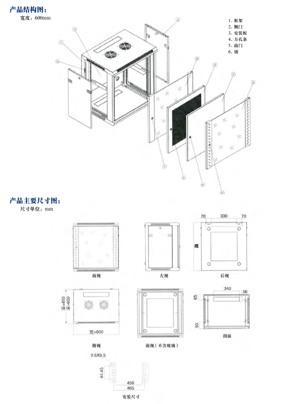 標準B型掛墻式網(wǎng)絡機柜BYD CABINET(圖2)